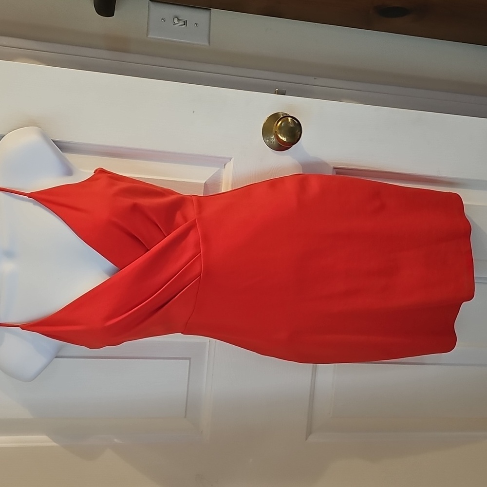 Lulu's dress XS orange-red, fully lined, adjustable straps, zipper in back